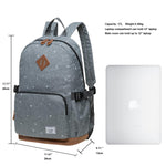 KAUKKO Elegant College School Backpack Women Daypacks, K1005-3 ( Grey / 17L ) - kaukko