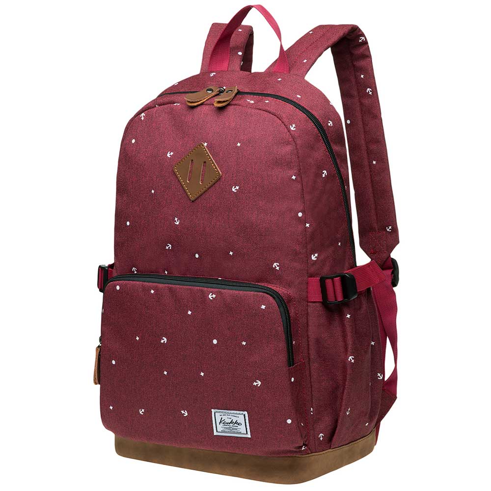 KAUKKO Elegant College School Backpack Women Daypacks, K1005-3 ( Red / 17L ) - kaukko