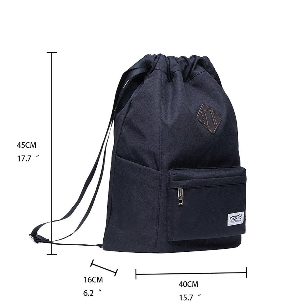 KAUKKO Gym Bag Hipster Backpack Drawstring Sports Backpack ( black ) - kaukko