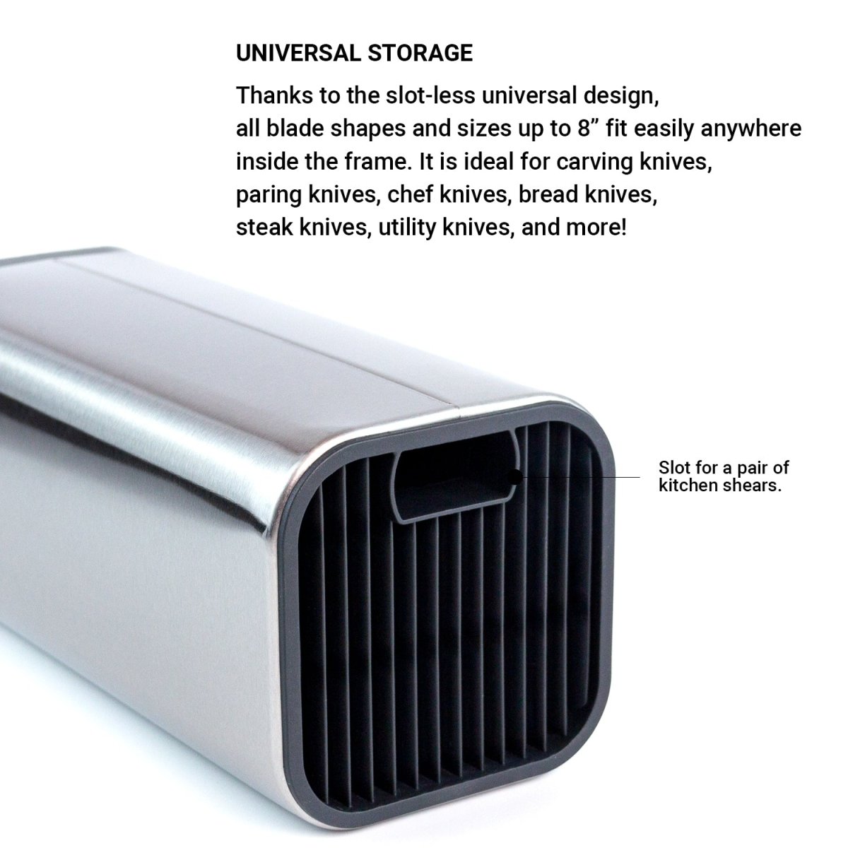 KAUKKO Large Stainless Steel Kitchen Knife Organizer, Modern Countertop Space Saver Knife Storage Stand with Scissors-slots - kaukko