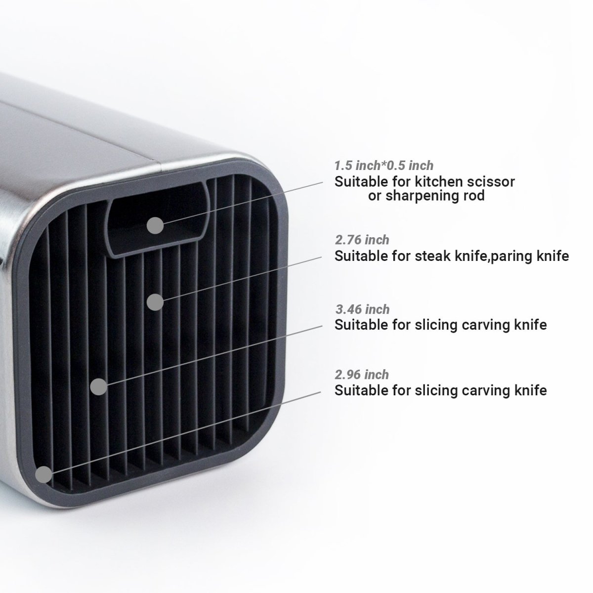 KAUKKO Large Stainless Steel Kitchen Knife Organizer, Modern Countertop Space Saver Knife Storage Stand with Scissors-slots - kaukko