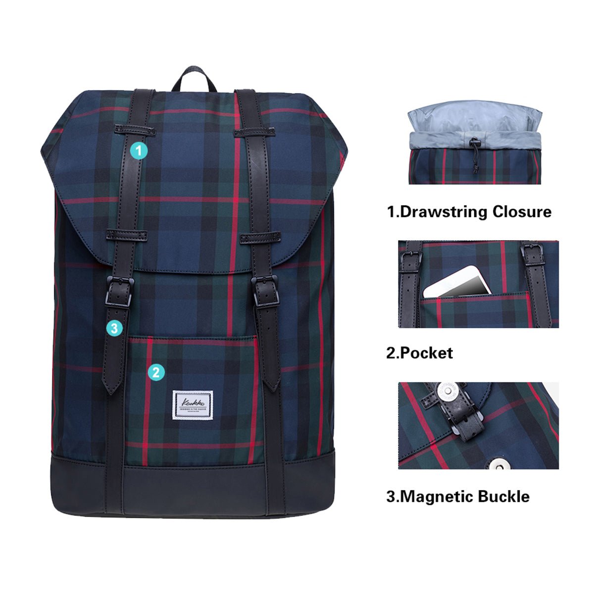 KAUKKO Lightweight Outdoor Daypack,Casual Travel, EP6-12 ( Black / 17.8L ) - kaukko