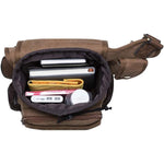 KAUKKO Mens Vintage Canvas Shoulder Messenger Bag Chest Leather Patchwork FH03( Khaki ) - kaukko