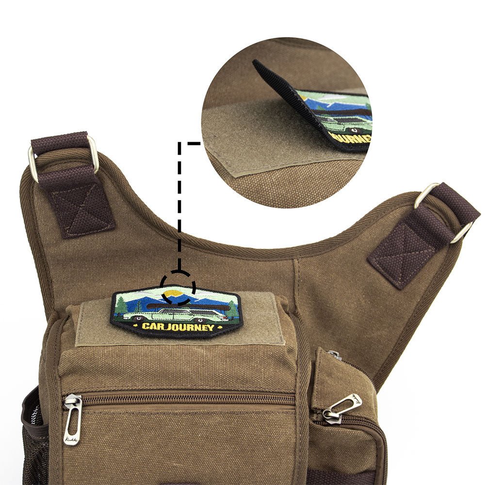 KAUKKO Mens Vintage Canvas Shoulder Messenger Bag Chest Leather Patchwork Messenger Bag - kaukko