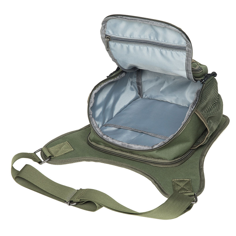 KAUKKO Mens Vintage Canvas Shoulder Messenger Bag Chest Leather Patchwork Messenger Bag - kaukko