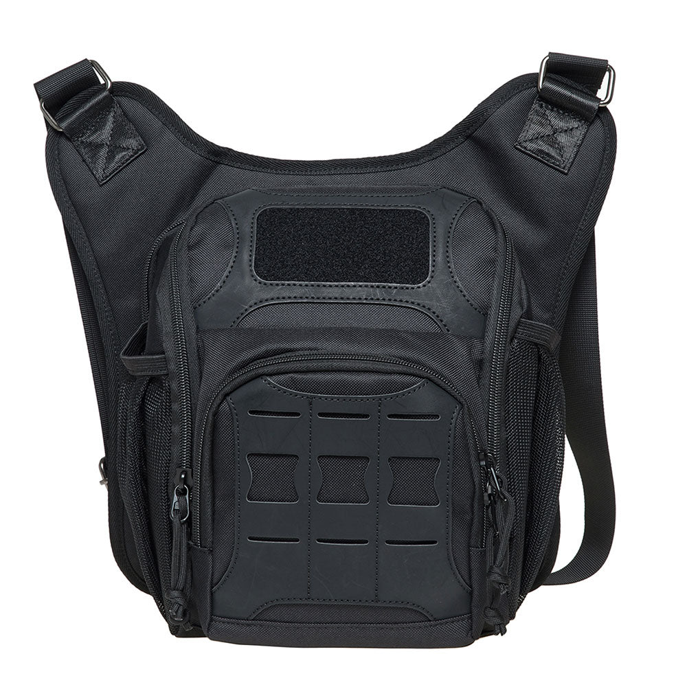 KAUKKO Mens Vintage Canvas Shoulder Messenger Bag Chest Leather Patchwork Messenger Bag - kaukko
