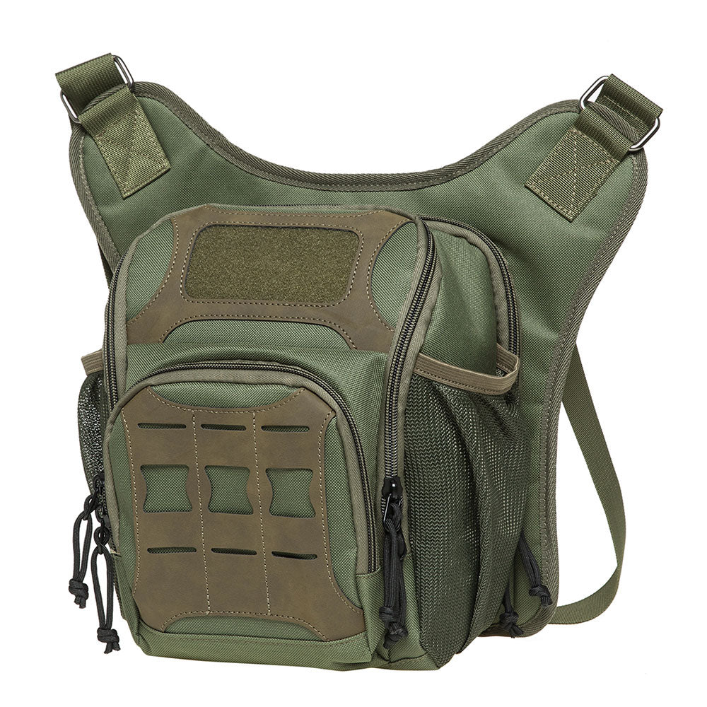 KAUKKO Mens Vintage Canvas Shoulder Messenger Bag Chest Leather Patchwork Messenger Bag - kaukko