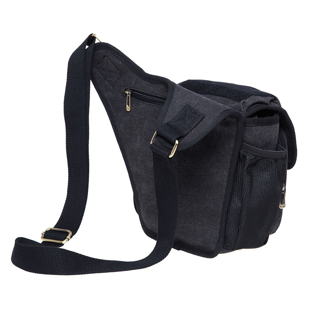 KAUKKO Mens Vintage Canvas Shoulder Messenger Bag Chest Leather Patchwork Messenger Bag - kaukko
