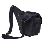 KAUKKO Mens Vintage Canvas Shoulder Messenger Bag Chest Leather Patchwork Messenger Bag - kaukko