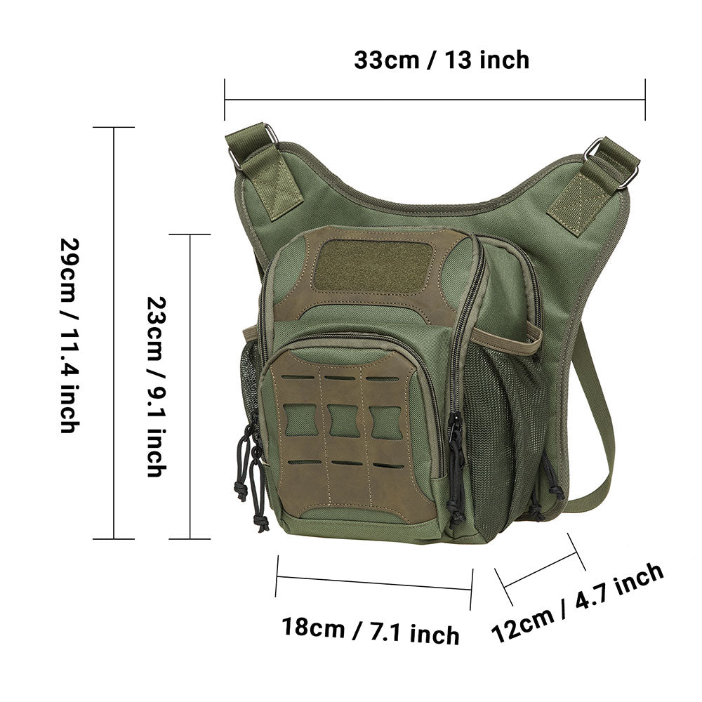 KAUKKO Mens Vintage Canvas Shoulder Messenger Bag Chest Leather Patchwork Messenger Bag - kaukko