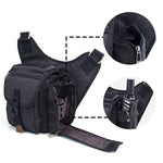 KAUKKO Mens Vintage Canvas Shoulder Messenger Bag Chest Leather Patchwork Messenger Bag - kaukko