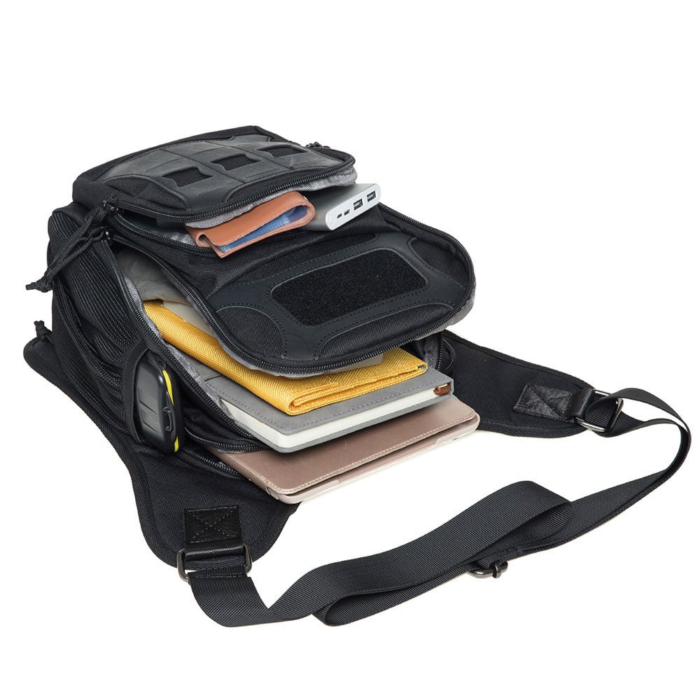 KAUKKO Mens Vintage Canvas Shoulder Messenger Bag Chest Leather Patchwork Messenger Bag - kaukko