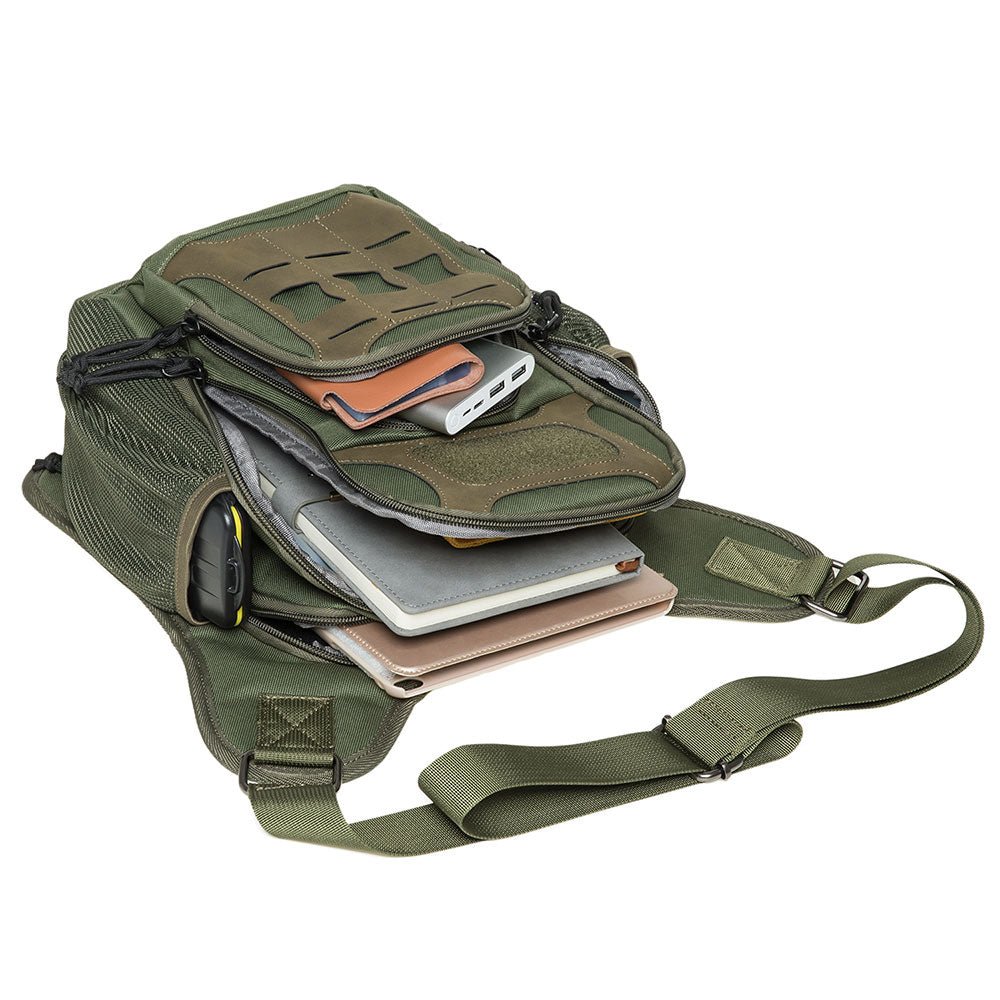 KAUKKO Mens Vintage Canvas Shoulder Messenger Bag Chest Leather Patchwork Messenger Bag - kaukko