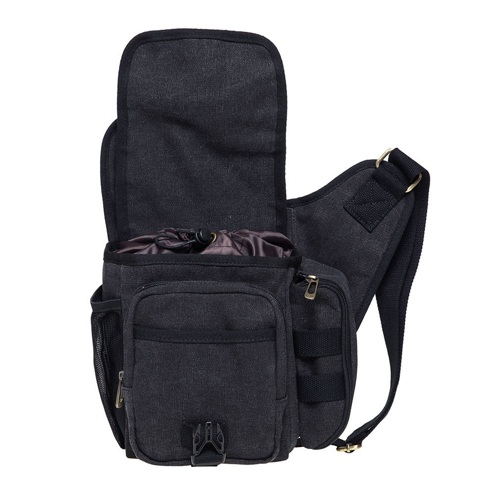 KAUKKO Mens Vintage Canvas Shoulder Messenger Bag Chest Leather Patchwork Messenger Bag - kaukko