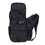 KAUKKO Mens Vintage Canvas Shoulder Messenger Bag Chest Leather Patchwork Messenger Bag - kaukko