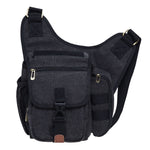 KAUKKO Mens Vintage Canvas Shoulder Messenger Bag Chest Leather Patchwork Messenger Bag - kaukko