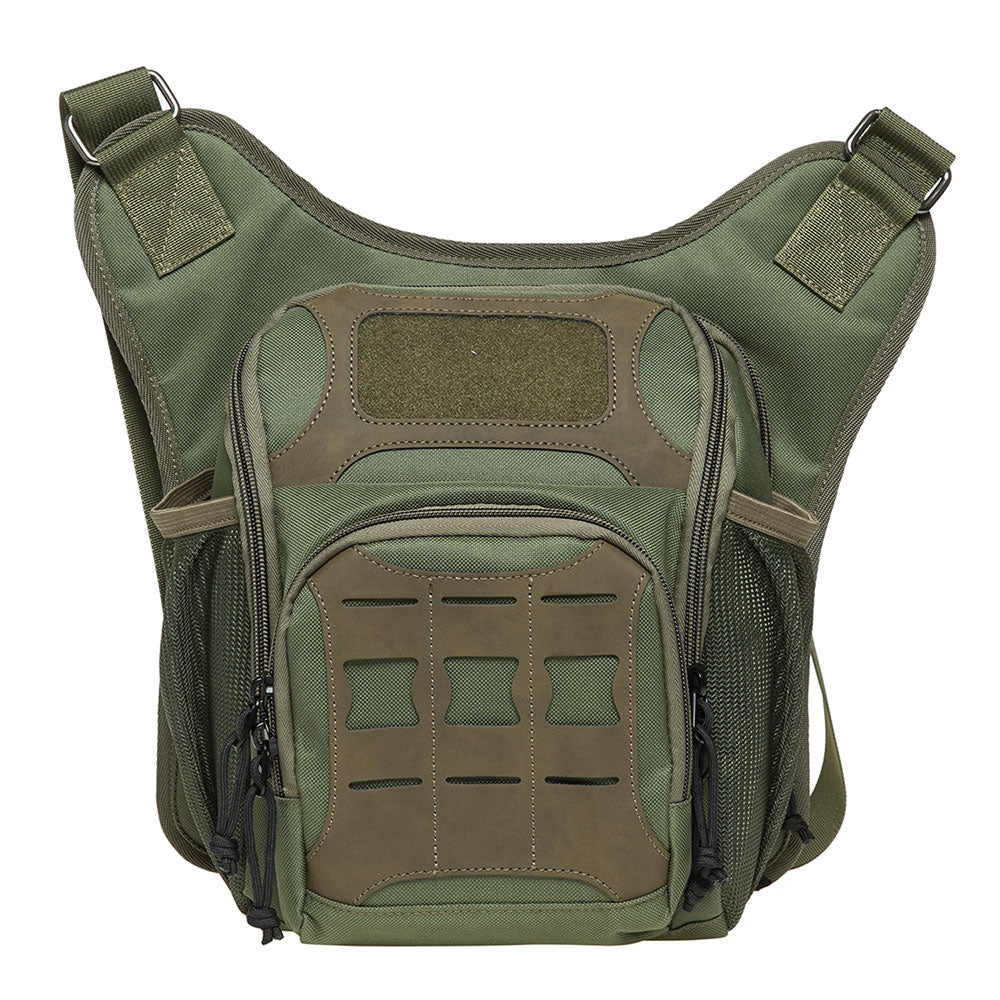 KAUKKO Mens Vintage Canvas Shoulder Messenger Bag Chest Leather Patchwork Messenger Bag - kaukko