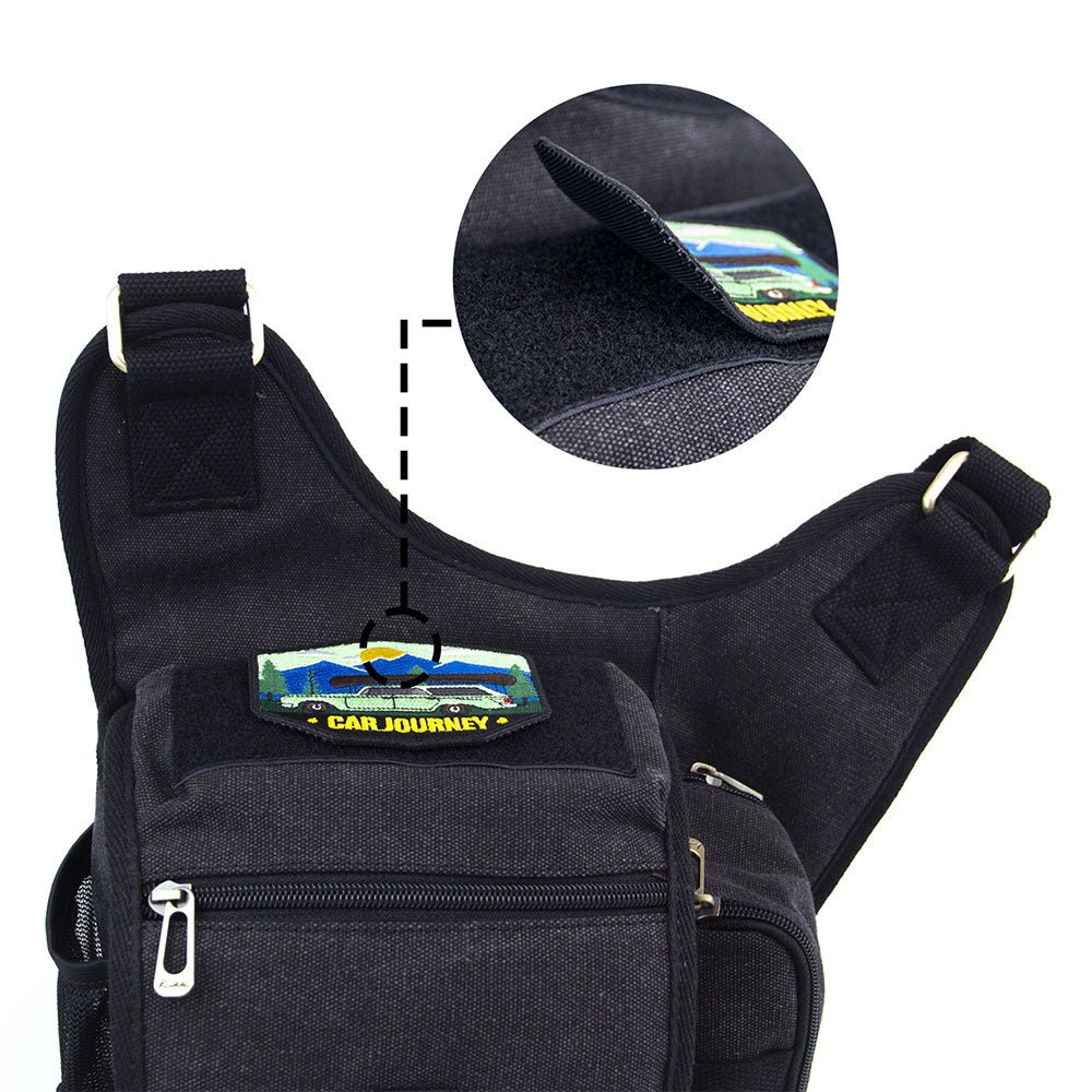 KAUKKO Mens Vintage Canvas Shoulder Messenger Bag Chest Leather Patchwork Messenger Bag - kaukko