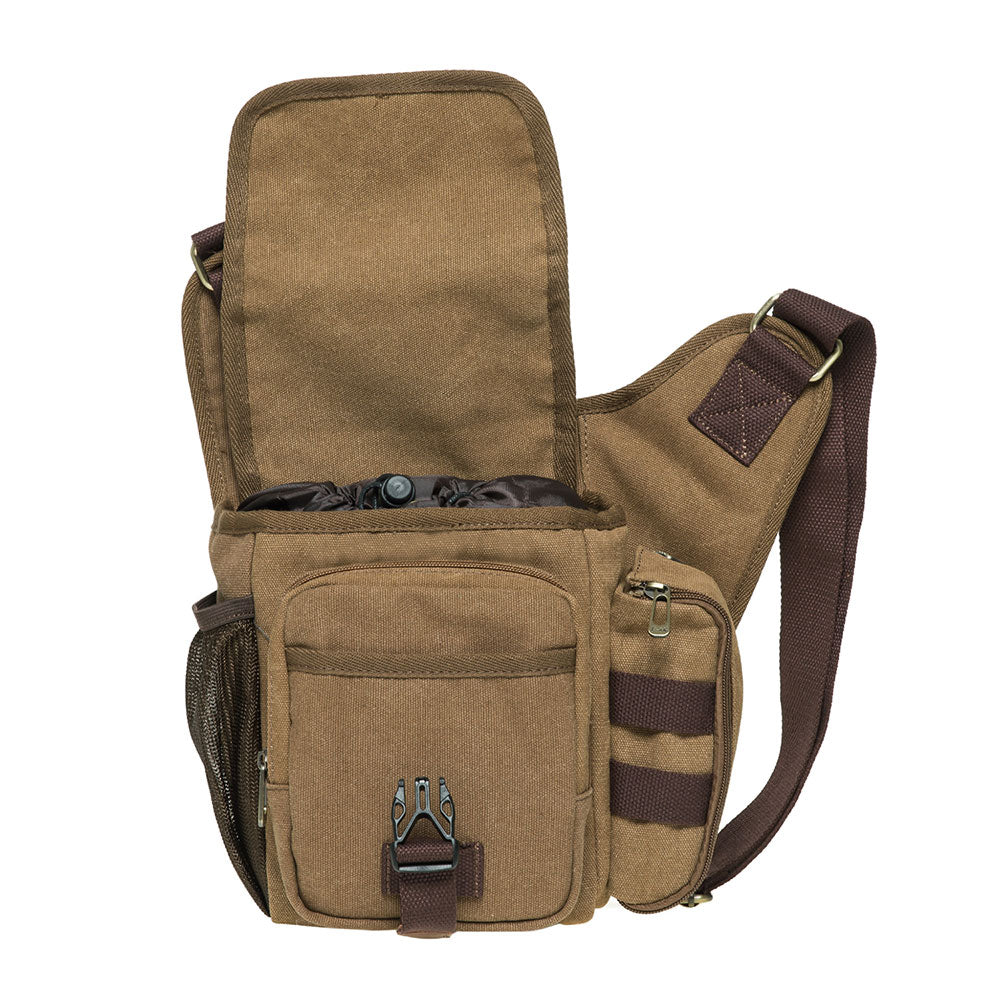 KAUKKO Mens Vintage Canvas Shoulder Messenger Bag Chest Leather Patchwork Messenger Bag - kaukko