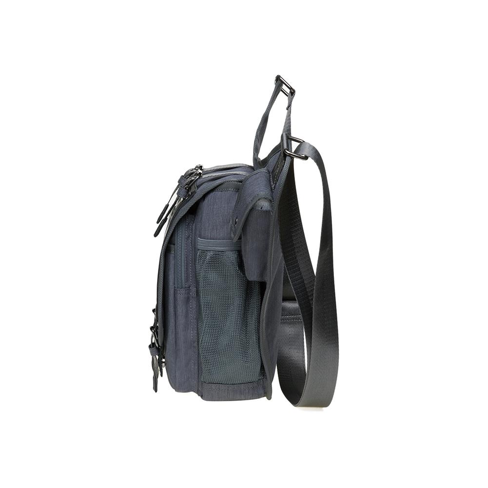 KAUKKO Mens Vintage Canvas Shoulder Messenger Bag Chest Leather Patchwork Messenger Bag FH03-1 ( Grey ) - kaukko