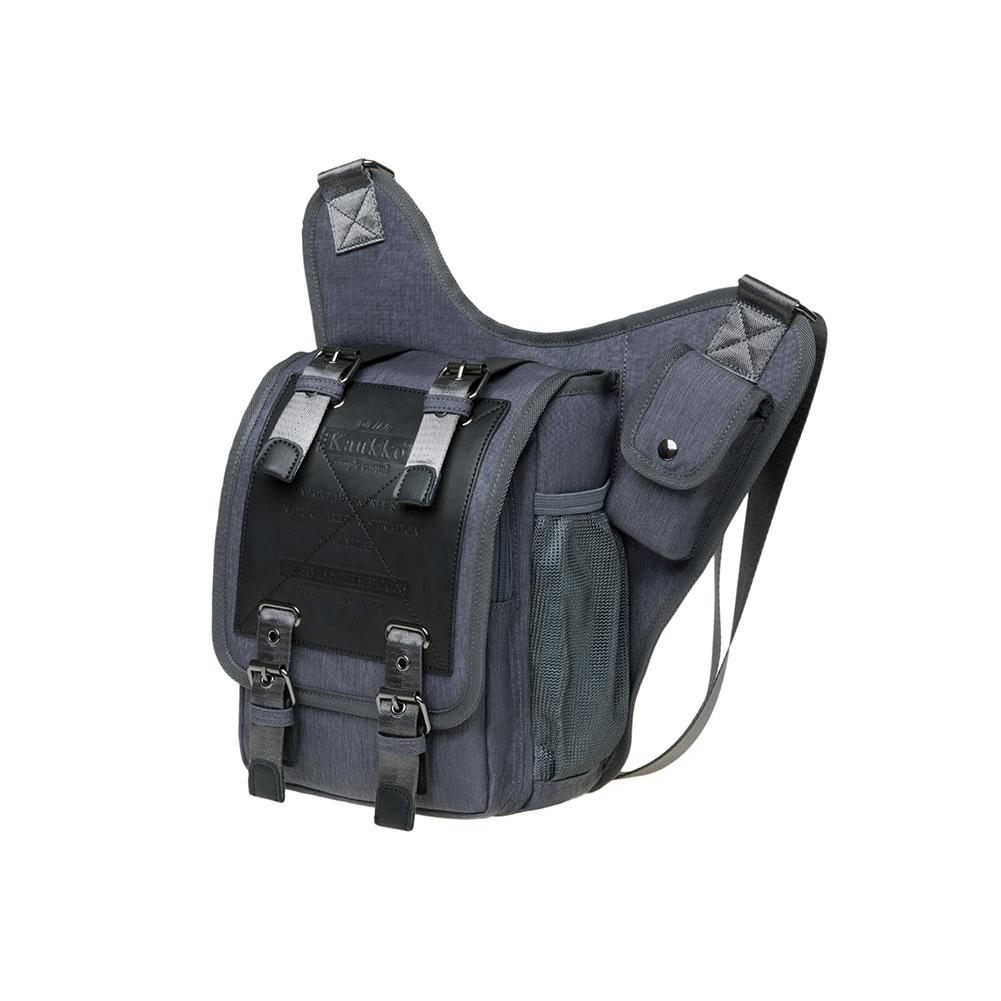 KAUKKO Mens Vintage Canvas Shoulder Messenger Bag Chest Leather Patchwork Messenger Bag FH03-1 ( Grey ) - kaukko