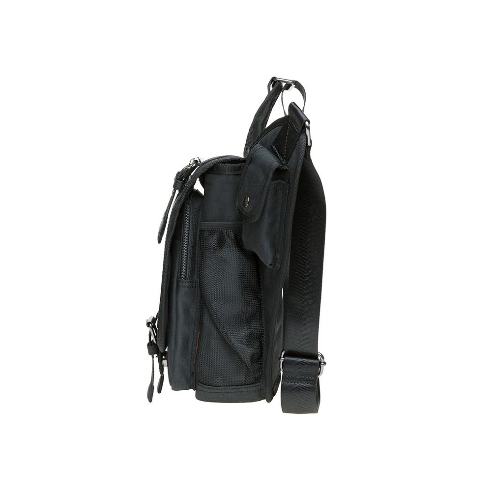 KAUKKO Mens Vintage Canvas Shoulder Messenger Bag Chest Leather Patchwork Messenger Bag FH03-2 ( Black ) - kaukko
