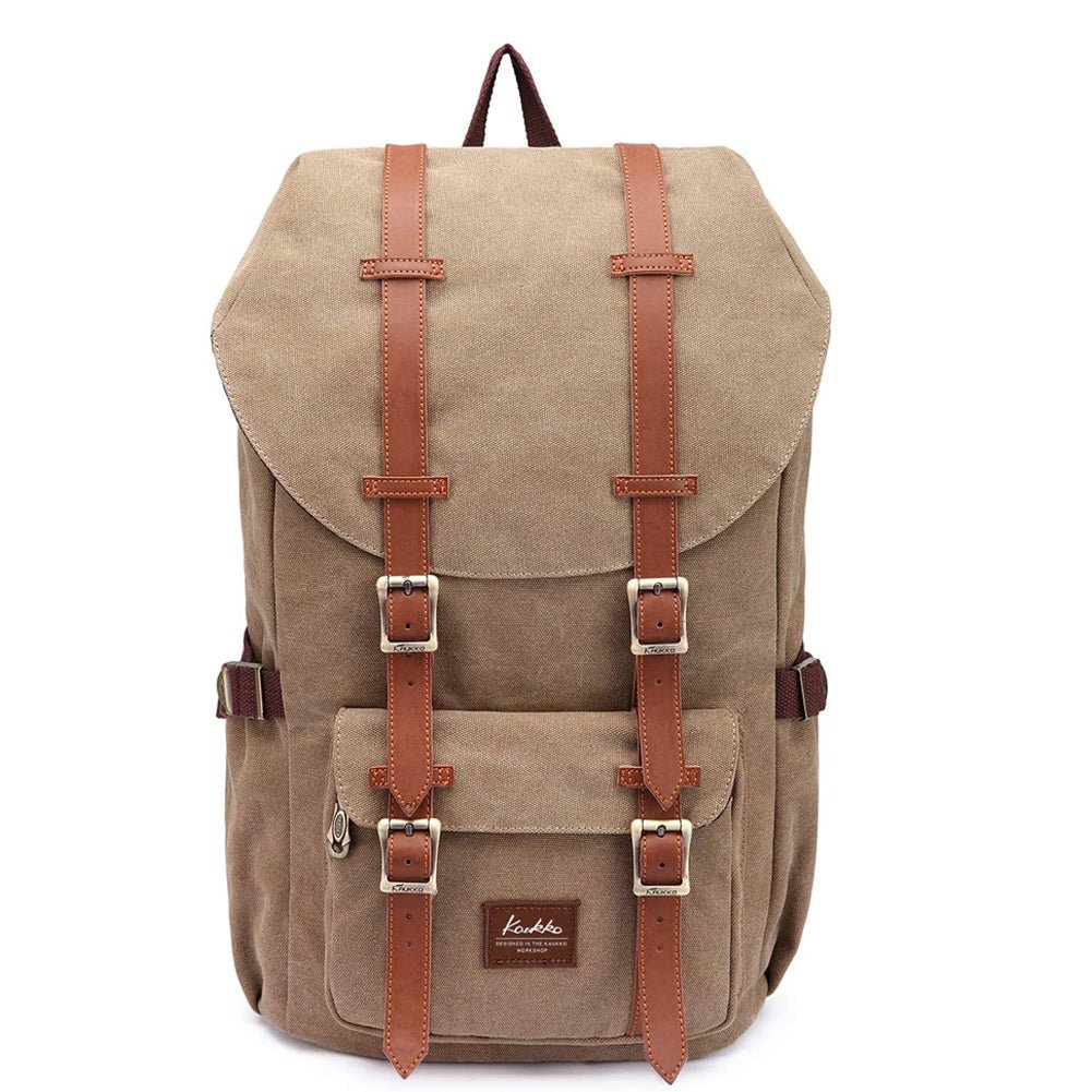 Travel Laptop Backpack, Outdoor Rucksack, School backpack Fits 15.6"(Canvas Brown) - kaukko