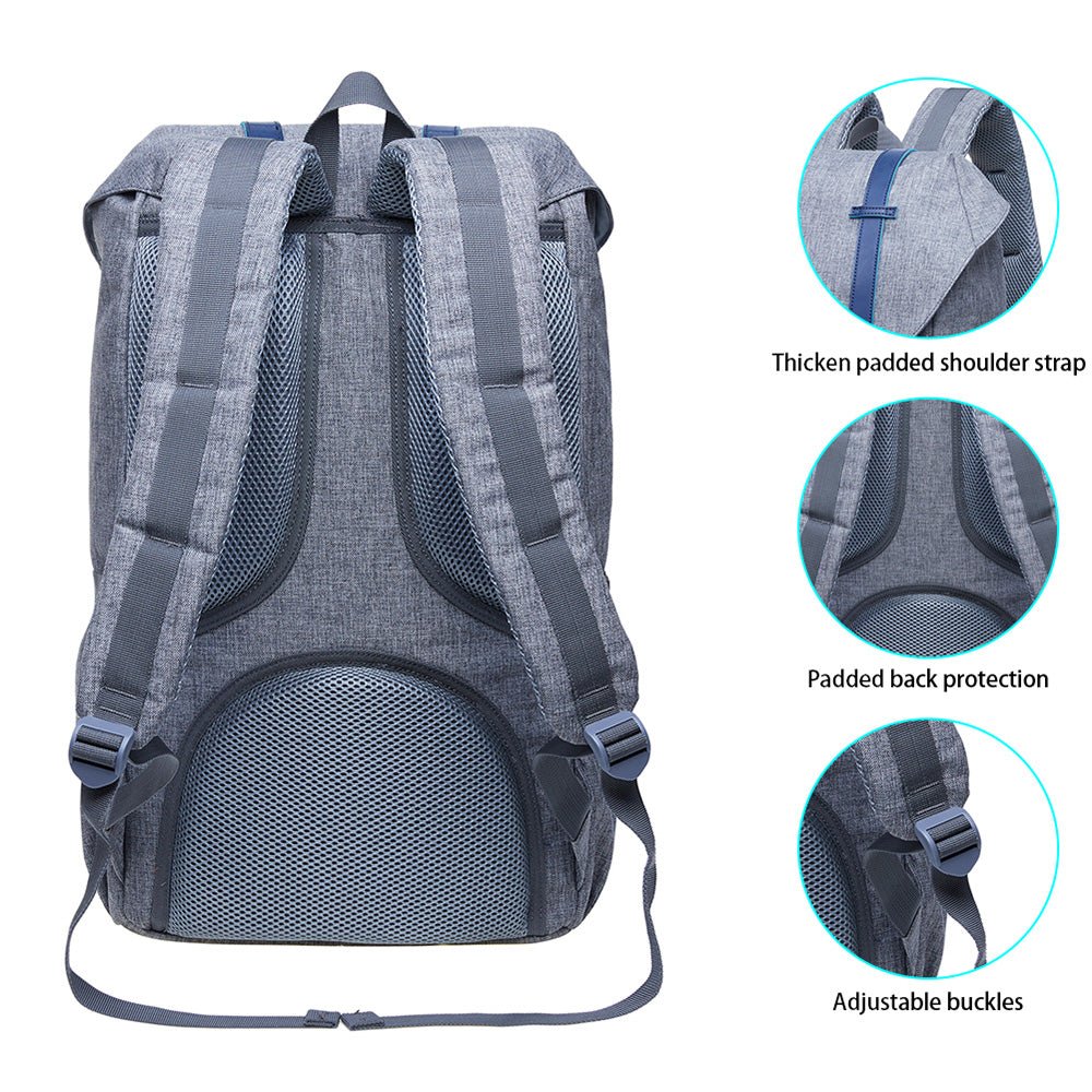 Travel Laptop Backpack, Outdoor Rucksack, School backpack Fits 15.6"(Grey-Blue) - kaukko