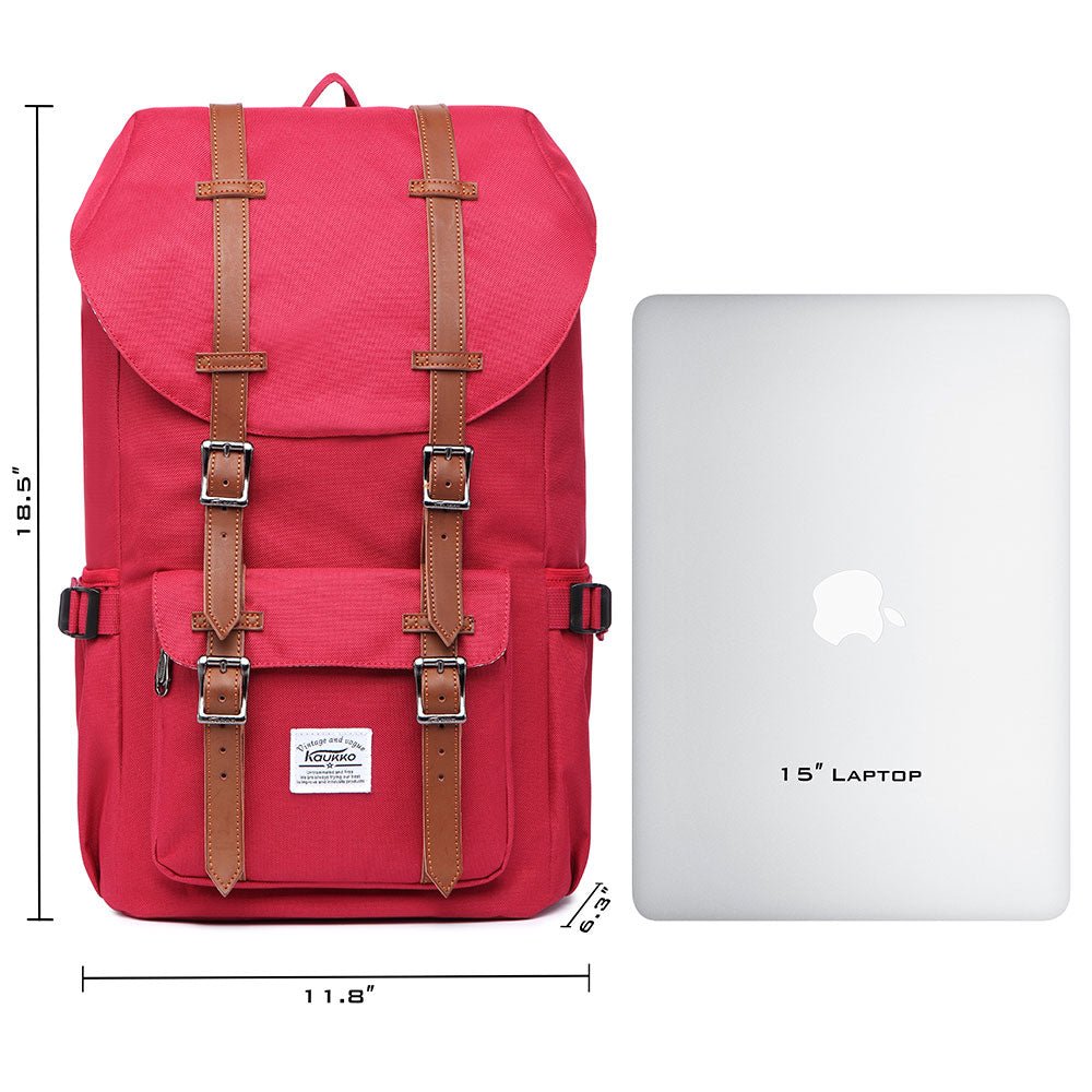 Travel Laptop Backpack, Outdoor Rucksack, School backpack Fits 15.6"(Red) - kaukko