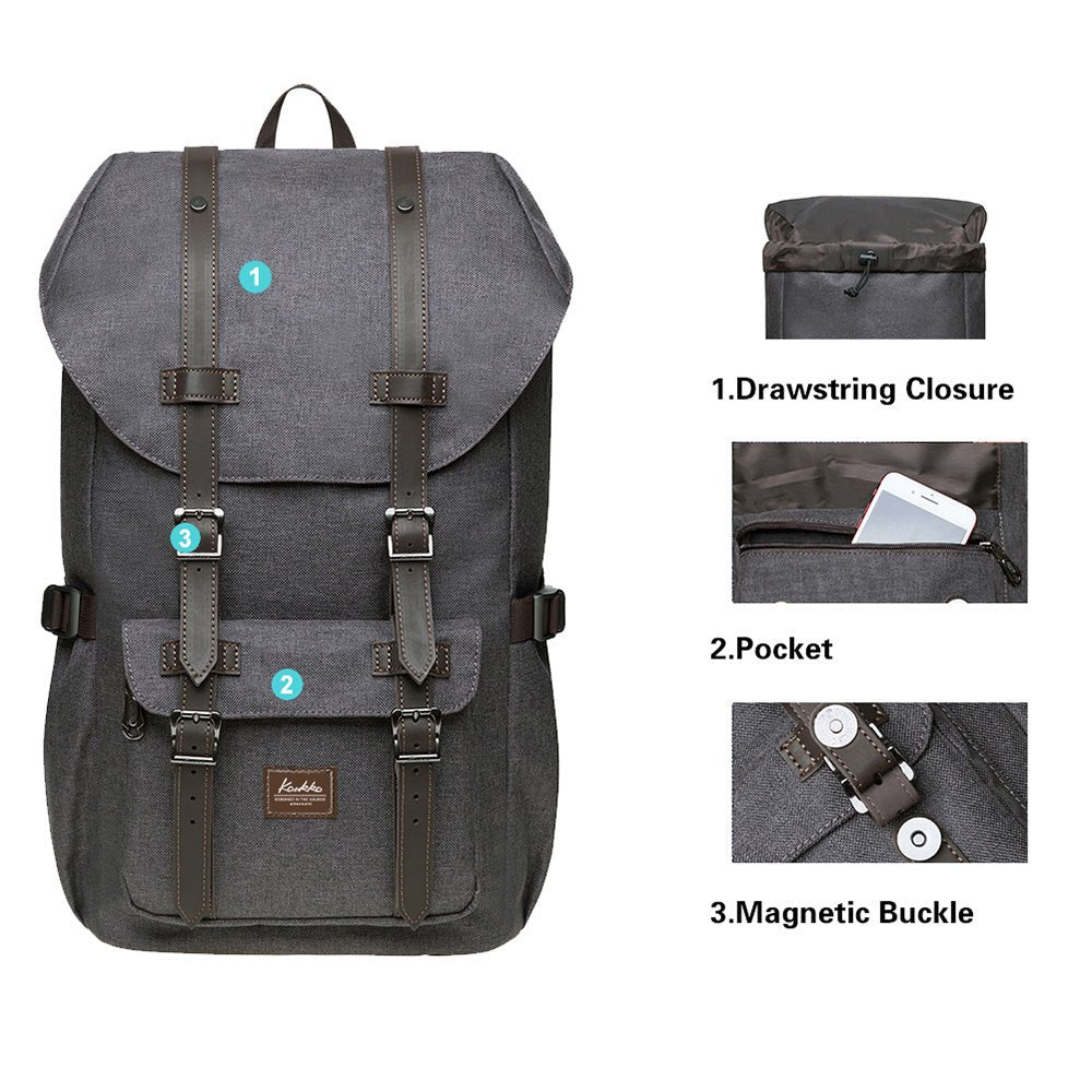 Travel Laptop Backpack, Oxford fabric( K1023-coffee) - kaukko