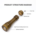 Wood Salt and Pepper Mill Set, Salt Shakers with Adjustable Ceramic Rotor- Pack of 2 - kaukko