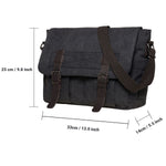 KAUKKO Canvas Vintage Messenger Bag Shoulder bag Leather Large Travel Crossbody bags for men women 14-inch Laptop