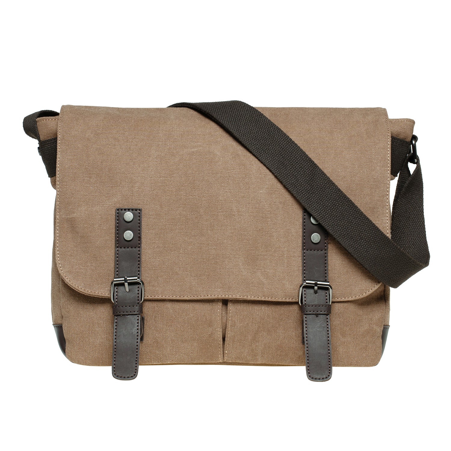 KAUKKO Canvas Vintage Messenger Bag Shoulder Bag Leather Large Travel Crossbody bags for men women 14-inch Laptop
