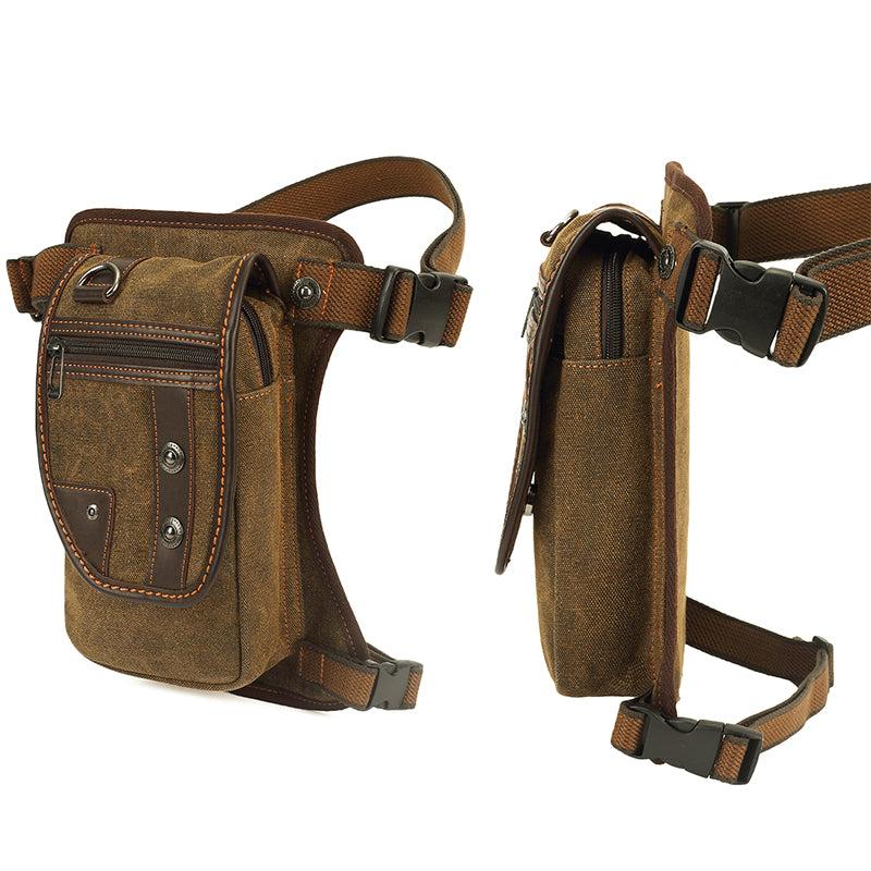 KAUKKO Vintage Canvas Leg Bag for Men Women Perfect for Cycling, Motorcycling and Hiking