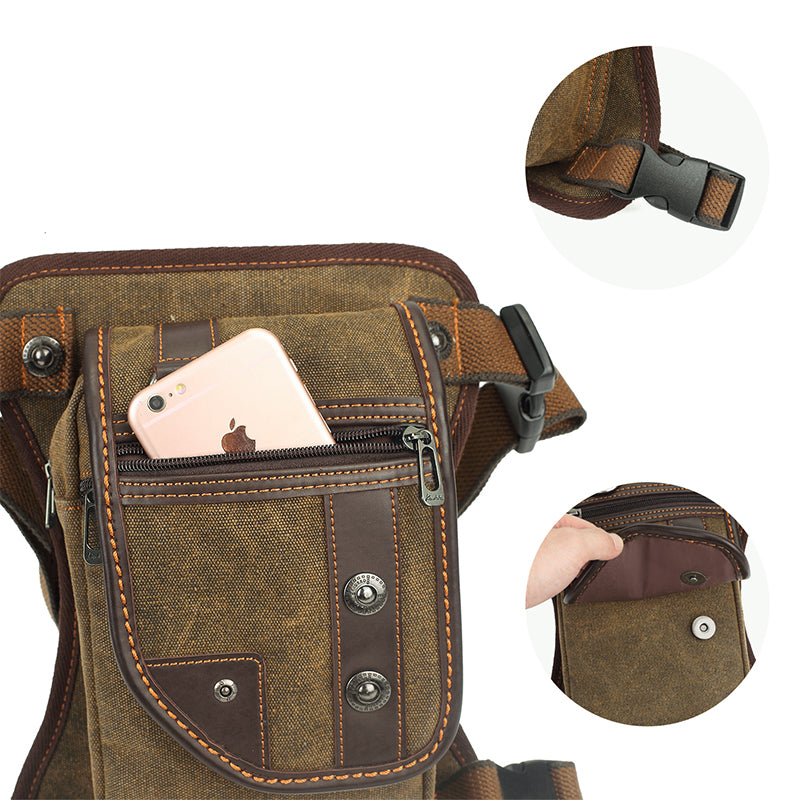 KAUKKO Vintage Canvas Leg Bag for Men Women Perfect for Cycling, Motorcycling and Hiking