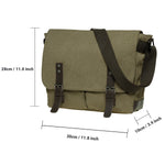 KAUKKO Canvas Vintage Messenger Bag Shoulder bag Leather Large Travel Crossbody bags for men women 14-inch Laptop