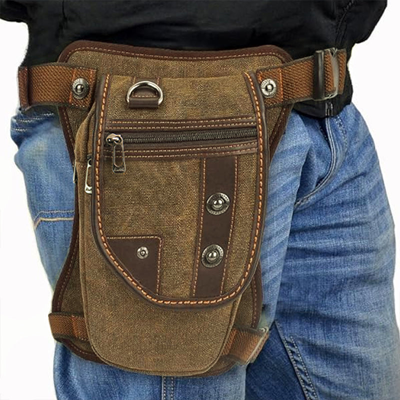 KAUKKO Vintage Canvas Leg Bag for Men Women Perfect for Cycling, Motorcycling and Hiking