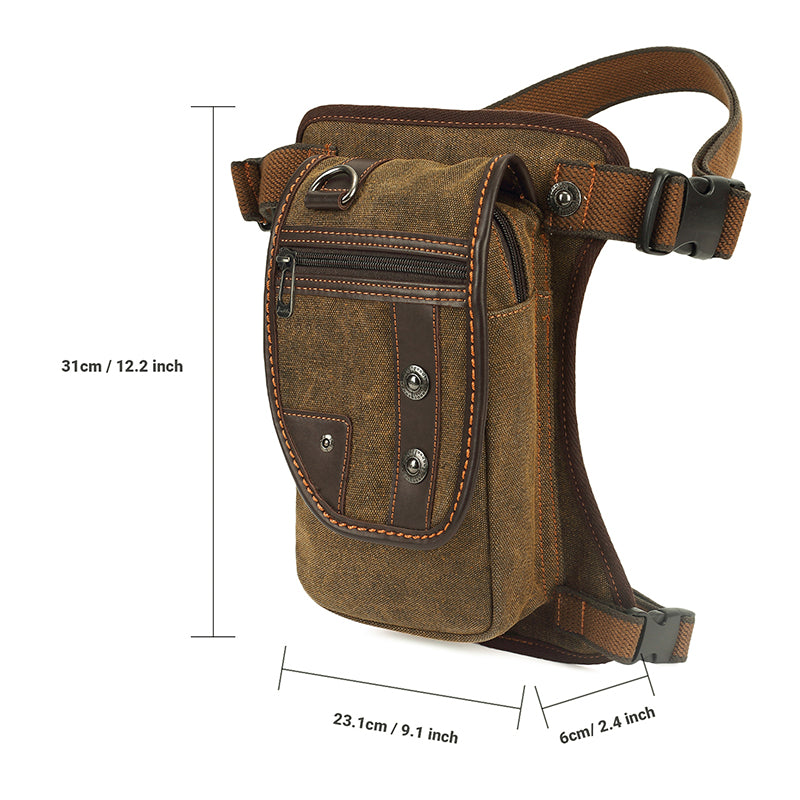 KAUKKO Vintage Canvas Leg Bag for Men Women Perfect for Cycling, Motorcycling and Hiking