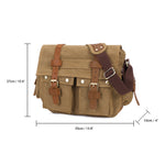 KAUKKO Canvas Messenger Bag - Vintage Crossbody Shoulder Bag Military Satchel, Khaki