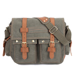 KAUKKO Canvas Messenger Bag - Vintage Crossbody Shoulder Bag Military Satchel