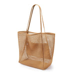KAUKKO BeachNylon Mesh Tote Bag, Casual Tote Bag Hobo Women Foldable MAX 23L Shoulder Bag For Beach Picnic Vacation