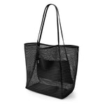 KAUKKO BeachNylon Mesh Tote Bag, Casual Tote Bag Hobo Women Foldable MAX 23L Shoulder Bag For Beach Picnic Vacation
