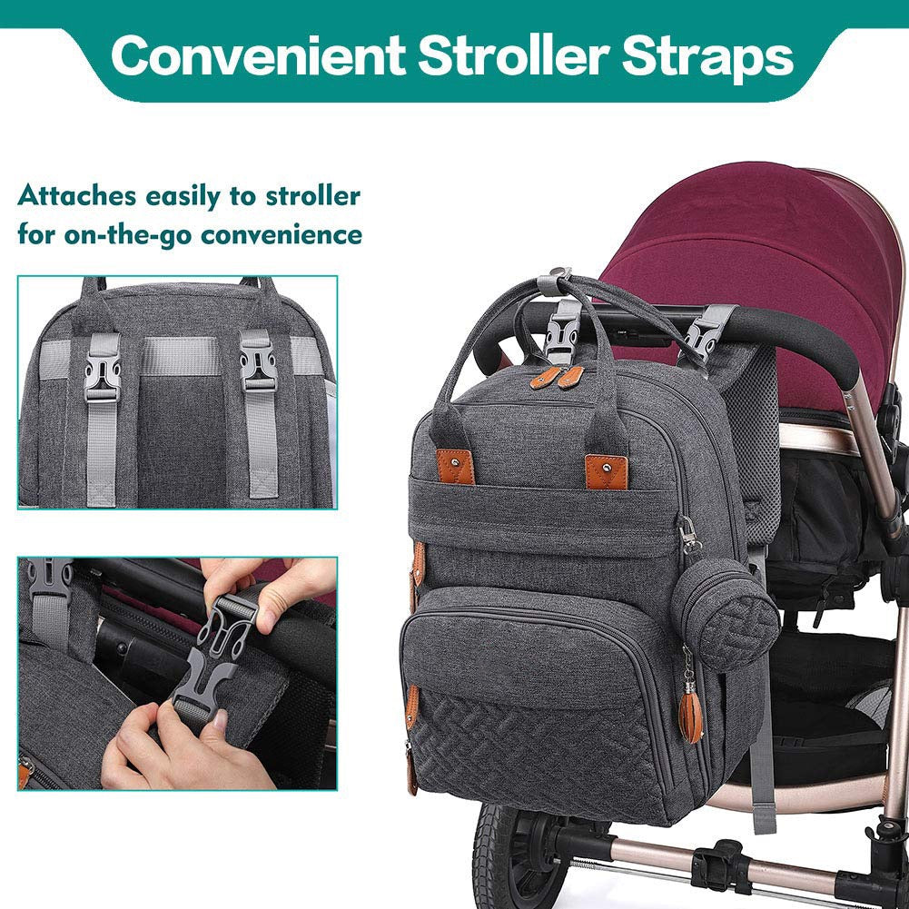 Diaper Bag Backpack - Baby Essentials Travel Tote - Multi Function Waterproof Diaper Bag, Travel Essentials Baby Bag with Changing Pad, Stroller Straps & Pacifier Case - Unisex