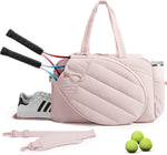 KAUKKO Tennis Gym Bag for Women & Men, Tennis Bag Holds 2 Rackets with Shoe Compartment & Wet Pocket, Sports Duffle Bags fits up to 15.6" Laptop, Women Overnight Weekend Bag