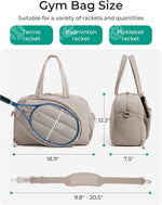 KAUKKO Tennis Gym Bag for Women & Men, Tennis Bag Holds 2 Rackets with Shoe Compartment & Wet Pocket, Sports Duffle Bags fits up to 15.6" Laptop, Women Overnight Weekend Bag