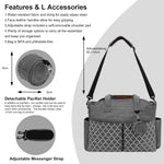 Diaper Bag Tote, Large Diaper Bag with Pacifier Case Travel Diaper Tote for Mom with Changing Station Multifunction
