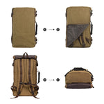 Canvas Travel Backpack Multi-Functional Bag Fits 17" Laptop, Large Capacity Hiking Backpack,