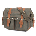 KAUKKO Canvas Messenger Bag - Vintage Crossbody Shoulder Bag Military Satchel