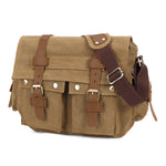 KAUKKO Canvas Messenger Bag - Vintage Crossbody Shoulder Bag Military Satchel, Khaki