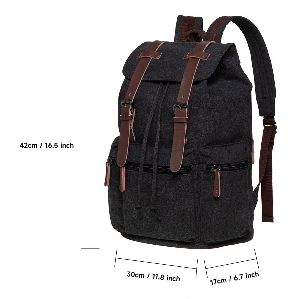 KAUKKO Vintage Canvas Backpack-Large Capacity, Multi-Functional Durable Outdoor Rucksack, 21.4L